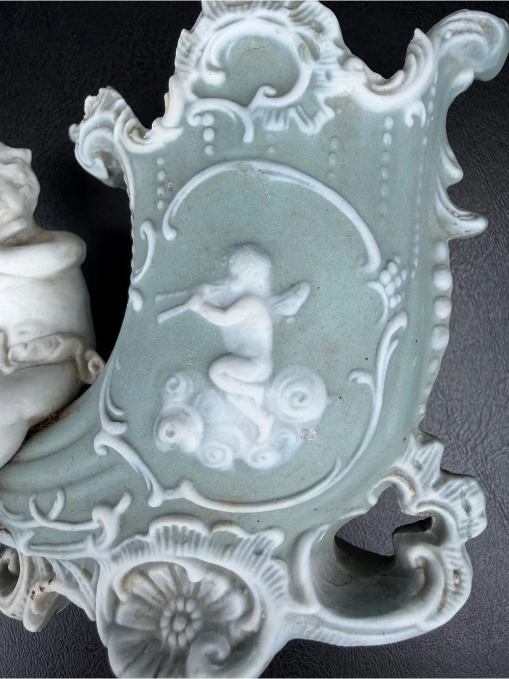 VINTAGE Rococo Cherub Bisque Vase